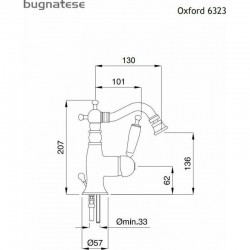 Μπαταρία Μπιντέ Αναμεικτική Ορειχάλκινη Bugnatese Oxford 6323-100 Χρωμέ vintage Ρετρό Με Αυτόματη Βαλβίδα Χρωμέ και Περιστρεφόμενο Ρουξούνι